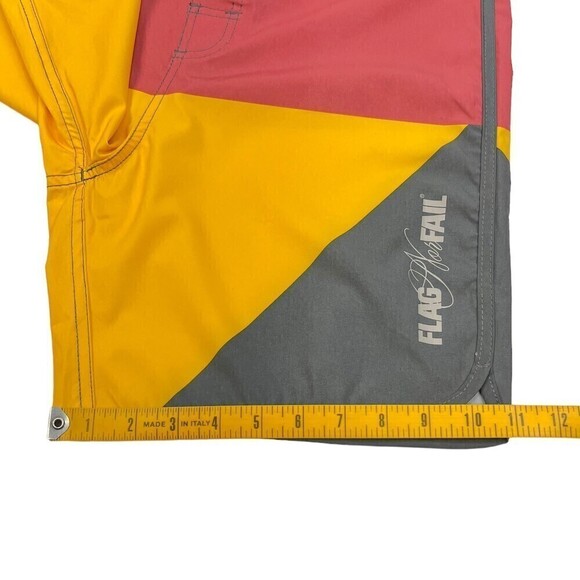 NWT Flag nor Fail Mens Board Shorts Colorblock Salmon/Gray/Golden Yellow Size 33 - Picture 13 of 13